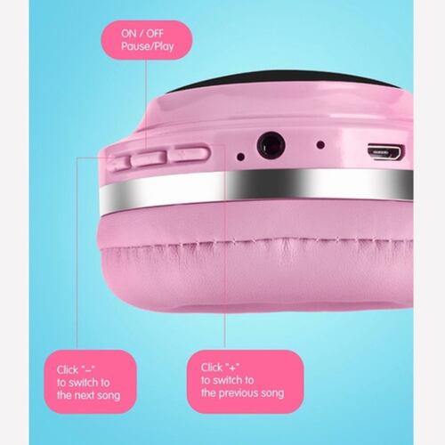 Audifonos Rosa Diadema Ajustable Para Niña