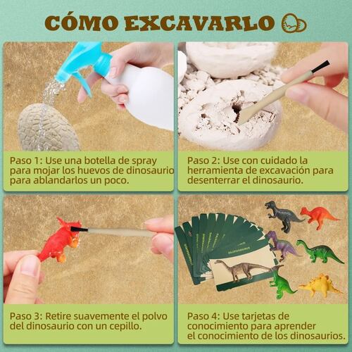 Juego De Dinosaurio 12pzs, Arqueológico Cavar Huevos De Dinosaurio.