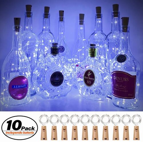 Luces Led Para Botellas De Vino 2m 20 Led A Pilas, 10 Uds
