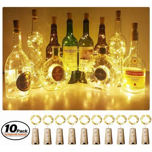 Luces Led Para Botellas De Vino 2m 20 Led A Pilas, 10 Uds