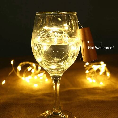 Luces Led Para Botellas De Vino 2m 20 Led A Pilas, 10 Uds