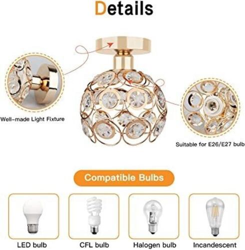 Lámpara De Techo Moderna Mini Araña De Cristal Dorada