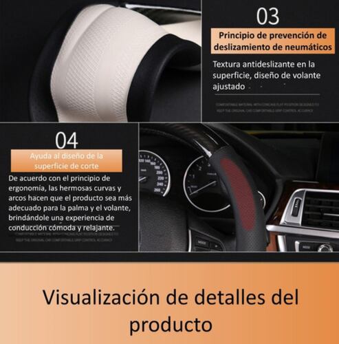 Funda Protectora De Cuero Y Microfibra Para Volante De 38cm