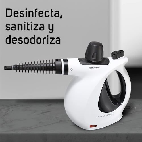 TAURUS MEDUSA CLEAN | Sanitizante a Vapor | Limpiador a Vapor | 3 Bares | Vapor Extra Caliente a Presión para Desinfectar, Desodorizar y Mucho Más | 1150 W | 9 Accesorios