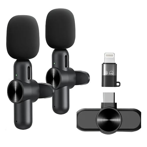 Hisemy Dsh-01 Micrófono Lavalier Inalámbrico Para iPhone iPad Y Android Negro.