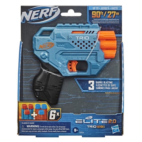 Lanzador Nerf Elite 2.0 Trio Con 6 Dardos E Instrucciones