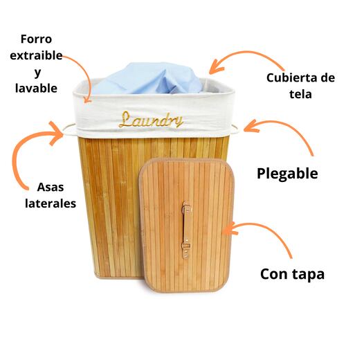 Cesto de bambú para ropa sucia 