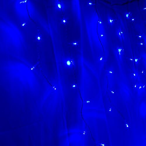 Serie Decorativa Cascada Luz Led Azul Foco Tipo Micrófono 8 Funciones Cable 8 m