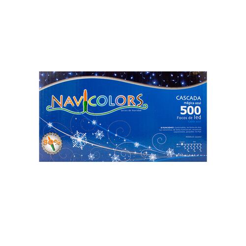 Serie Decorativa Cascada Luz Led Azul Foco Tipo Micrófono 8 Funciones Cable 8 m