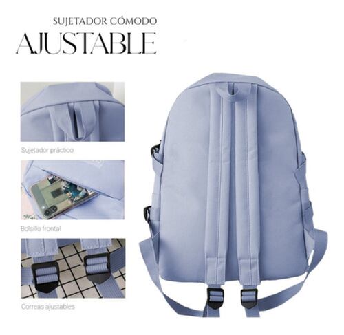 Mochilas Set 4 Pzs Escolar Bolsas Lapicera Azul
