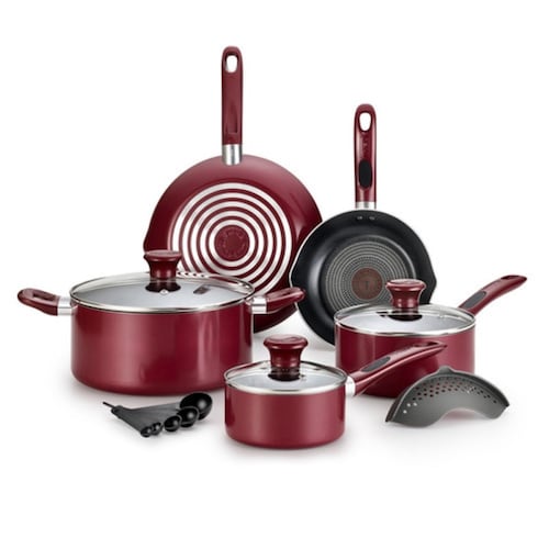 Batería Completa De Cocina Tfal  14 Piezas Roja