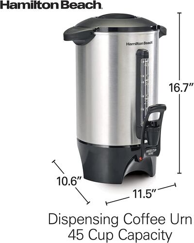 Hamilton Beach 40519 - Urna de café (45 tazas, acero inoxidable)