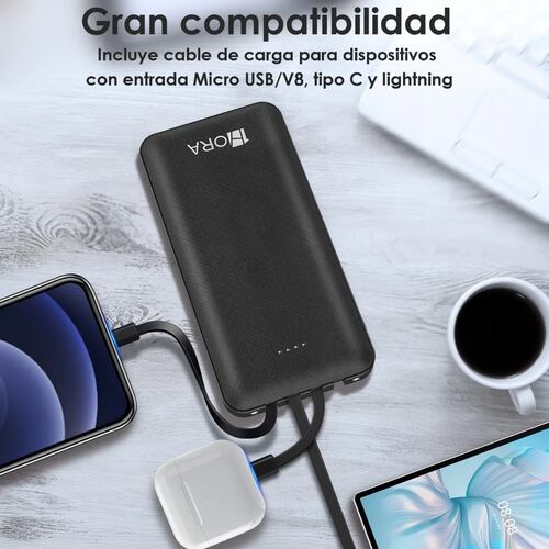 Bateria portatil carga rapida ideal para camping Negro