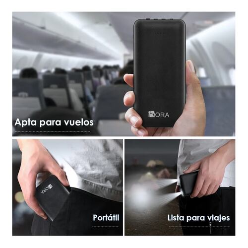 Bateria portatil carga rapida ideal para camping Negro