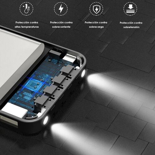 Bateria portatil carga rapida ideal para camping Negro