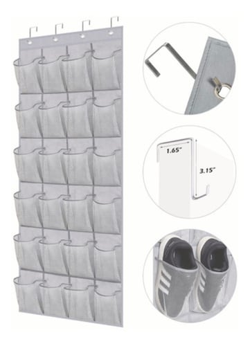 Zapatera Organizador 12 Pares Para Puerta De Poliester Gris