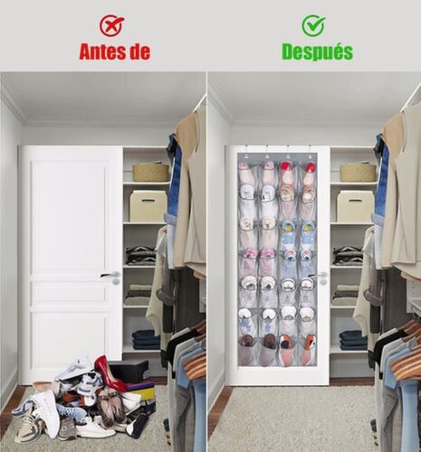 Zapatera Organizador 12 Pares Para Puerta De Poliester Gris