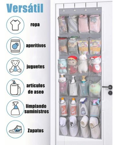 Zapatera Organizador 12 Pares Para Puerta De Poliester Gris