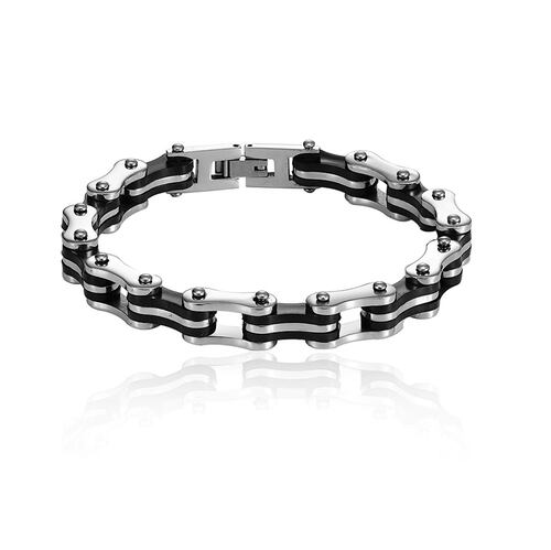 Pulsera Punk acero inoxidable joyería cadena bicicleta motocicleta plata negro brazalete adorno