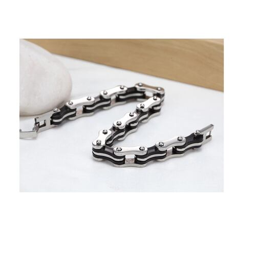 Pulsera Punk acero inoxidable joyería cadena bicicleta motocicleta plata negro brazalete adorno