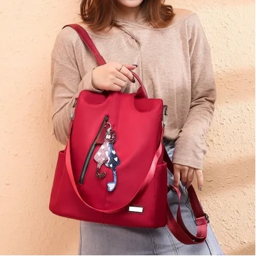 Mochila Bolsa Antirrobo Impermeable Roja
