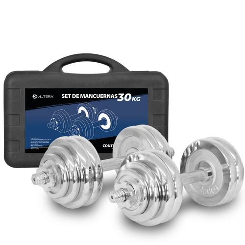 Set De Mancuernas C/ discos 30 kg CONECT-30-PL  Plata