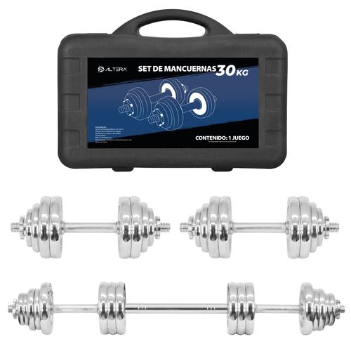 Set De Mancuernas C/ discos 30 kg CONECT-30-PL  Plata