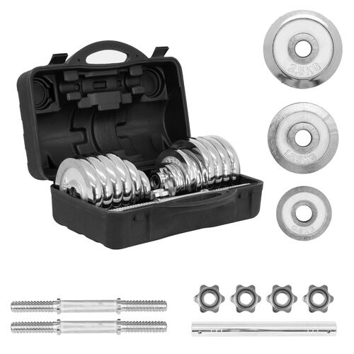 Set De Mancuernas C/ discos 30 kg CONECT-30-PL  Plata