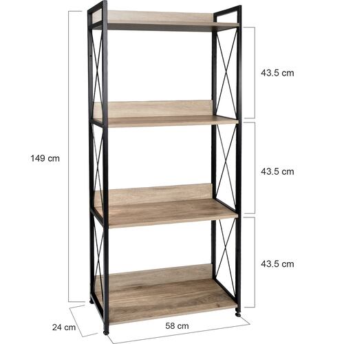 Librero Estante Minimalista Industrial 4 Niveles Multiusos