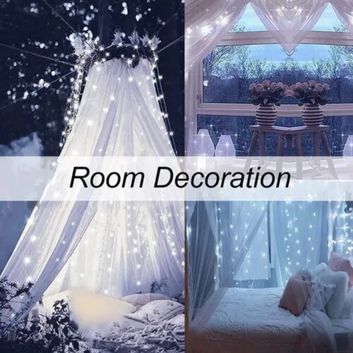 Serie Luces 20m 200 Led Decorativas Blanco Frio 2 Piezas Usb