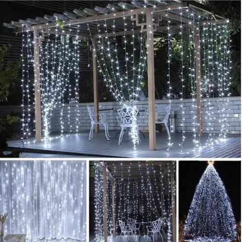 Cortinas Serie Luces 300 Led Decorativas Usb 8 Modelo 3x3m Plata
