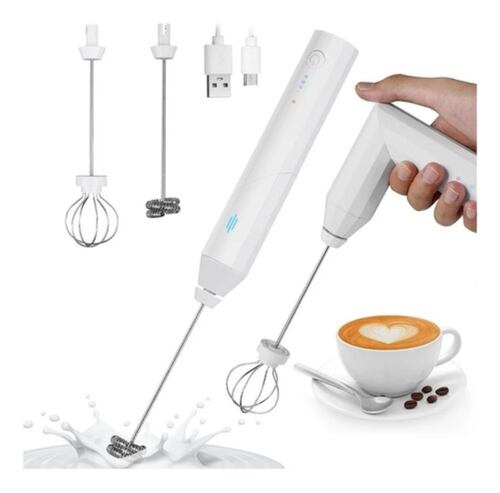 Batidor Eléctrico De Globo Para Leche Y Café Usb Recargable blanco