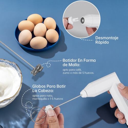 Batidor Eléctrico De Globo Para Leche Y Café Usb Recargable blanco