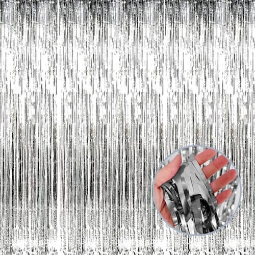 14 Cortina Papel Metalica Fiesta Decoracion Lluvia