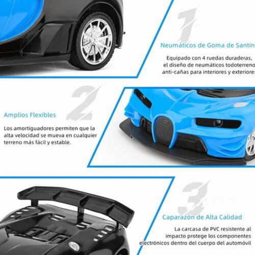 Coche Control Remoto Con Luz Recargable Azul 