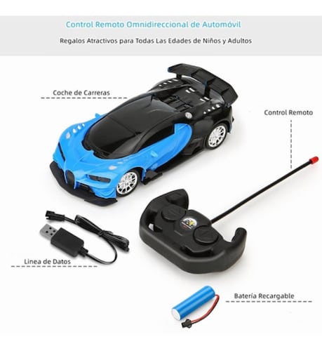 Coche Control Remoto Con Luz Recargable Azul 