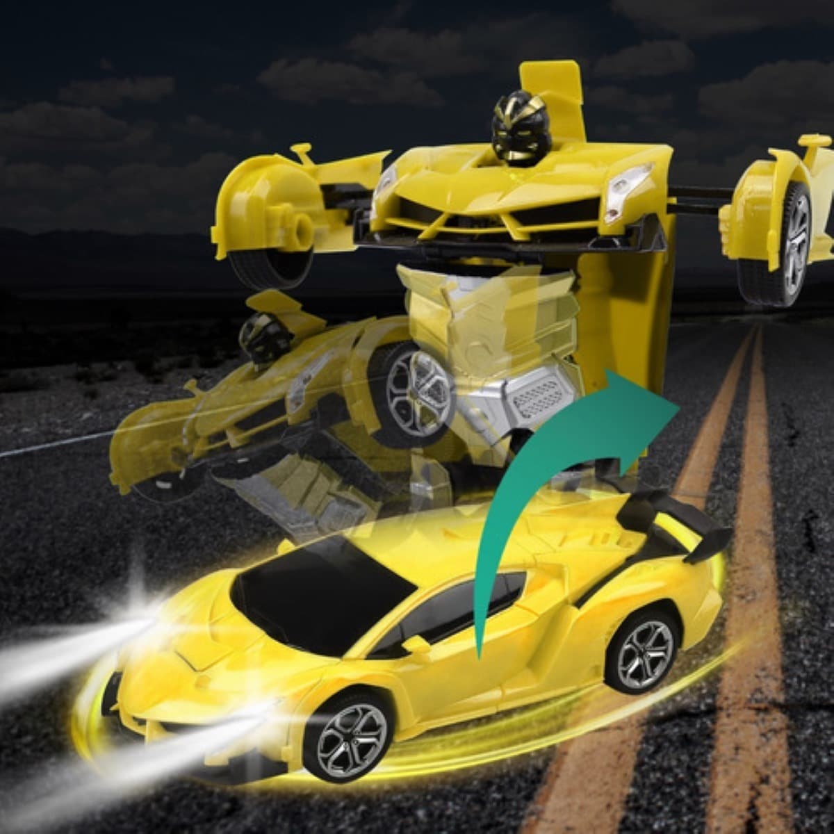 Coche Teledirigido 2 En 1 Transformers Amarillo