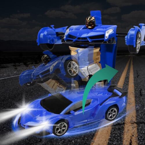 Coche Teledirigido En Transformers Azul