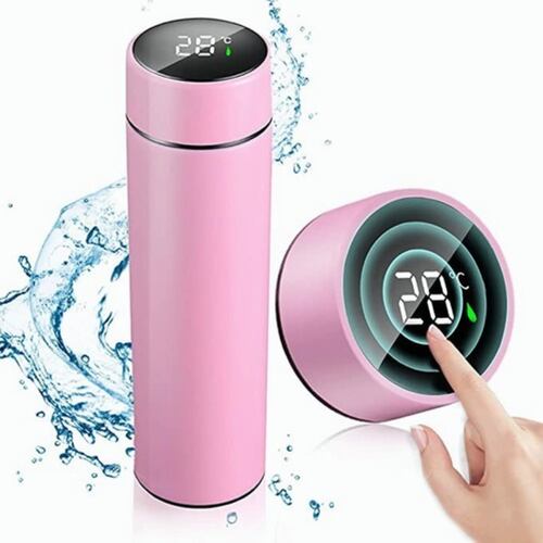 Termo Digital Inteligente De Acero Inoxidable 500ml. Rosa 
