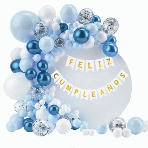 Kit Decoración Globos Metalicos Azul  