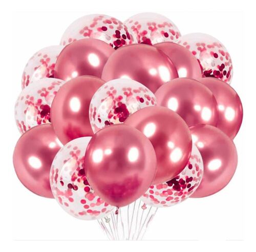 Kit Decoración Globos Metálicos Para Cortina 50pzs Rosas 