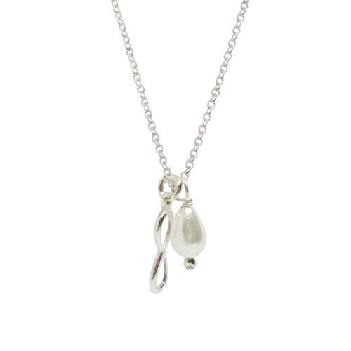 Dije Infinito con Perla Cultivada y Cadena de Plata .925 Por Anante Joyería.