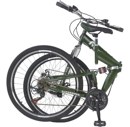 Bicicleta De Montaña Plegable R26 Freno De Disco 21 Vel Verde