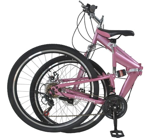 Bicicleta Plegable De Montaña R26 Freno De Disco 21 Vel Rosa