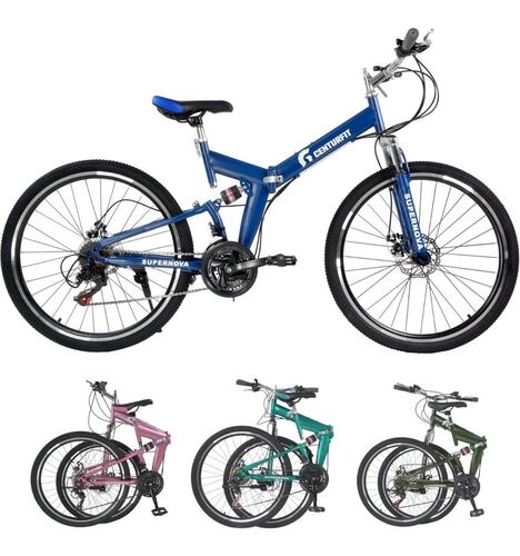 Bicicleta De Montaña Plegable R26 Freno De Disco 21 Vel Azul
