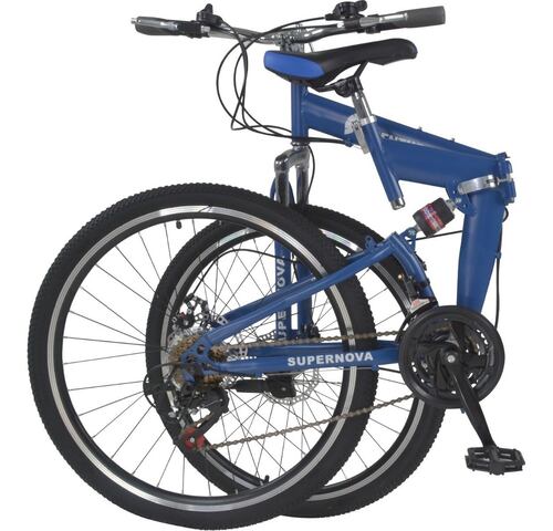 Bicicleta De Montaña Plegable R26 Freno De Disco 21 Vel Azul