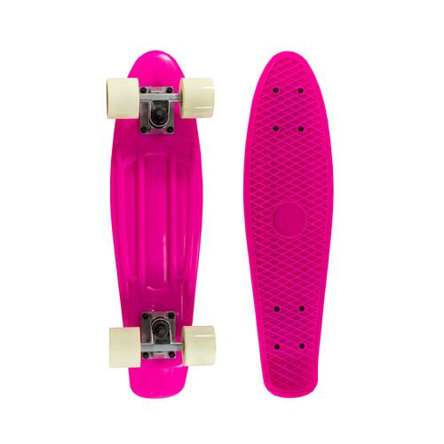 Patineta Skate Penny Clásica Rosa Llantas Blanca Caras Lisas Poliuretano