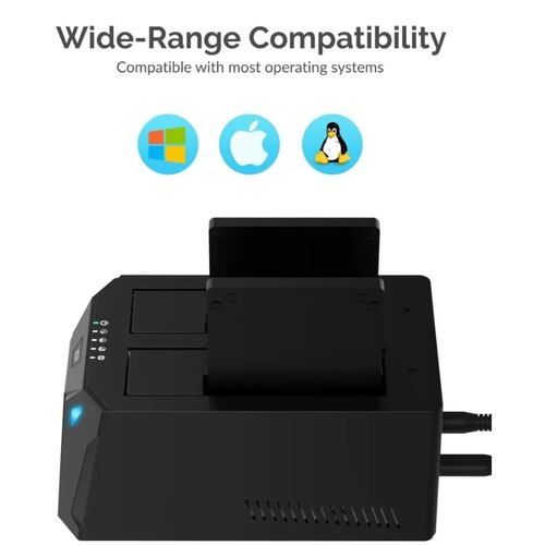 Docking USB C Sabrent EC-CH2B 2 Bahias 2.5/3.5/SSD Clonador