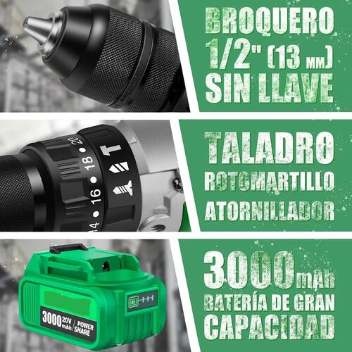 Kit Pro Taladro Rotomartillo 1/2''  2*3.0ah 
