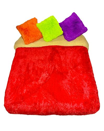 Cobertor Matrimonial con Borrega de Pelo Alto Capitonado Marivel Color Rojo